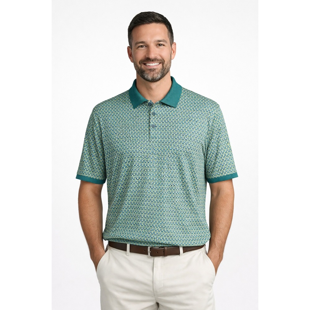Walter Hagen Mens Martini Glass Print Golf Polo Shirt Green XL New with Tags
